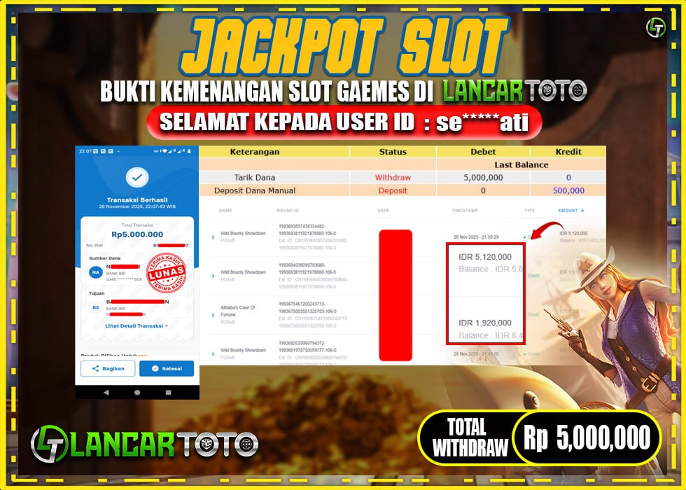LANCARTOTO JACKPOT GAME SLOT WILD BOUNTY SHOWDOWN! Rp.5,000.000.,- LUNAS